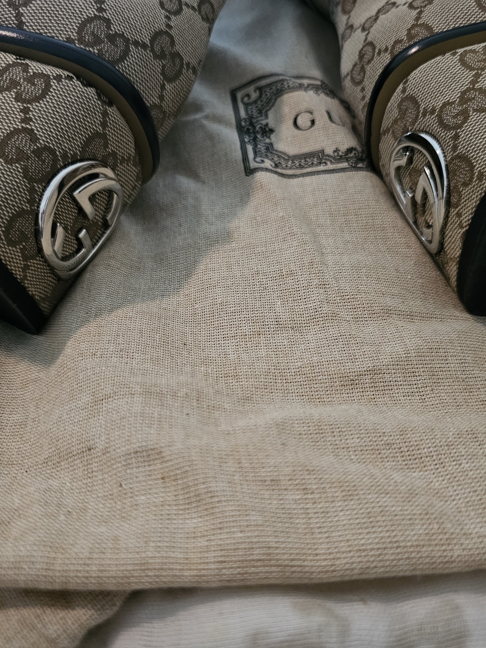 Gucci Beige Monogram Knee-High Square Toe Boots - Picture 7 of 12
